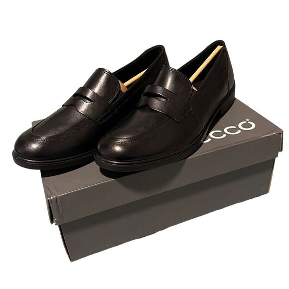 Ecco Shoes Ecco Dress Shoe Womens 9 Penny Loafer Black Mary Jane Slip On Leather New In Box